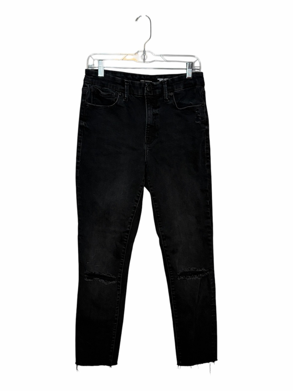 Good American Good Legs Black Distressed Skinny Ankle Jeans Size 6-12